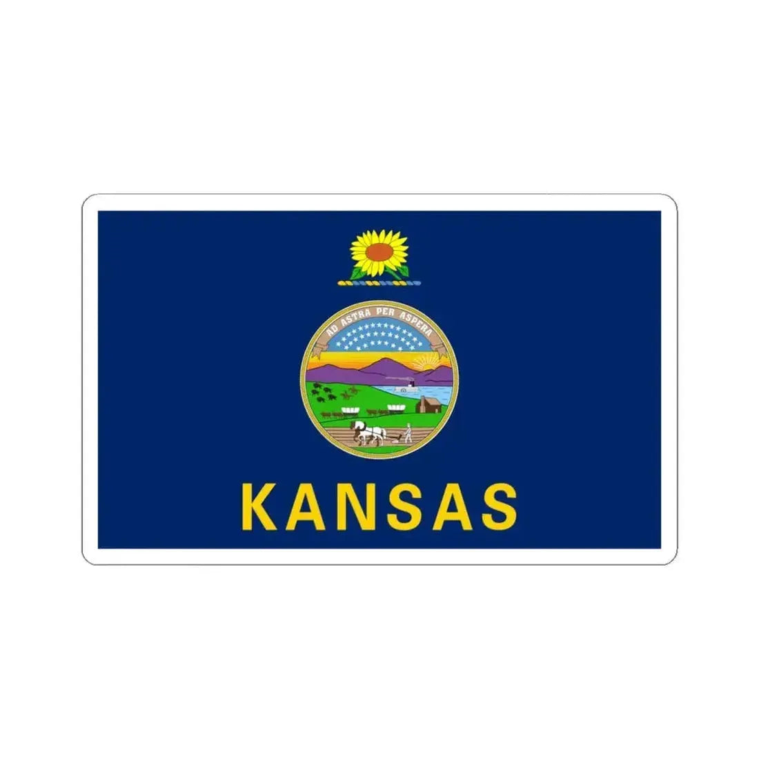 Flag of Kansas (United States) STICKER Vinyl Kiss-Cut Decal 4 Inch White - The Sticker Space