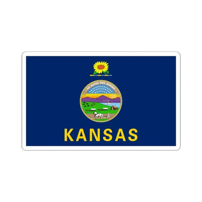 Flag of Kansas (United States) STICKER Vinyl Kiss-Cut Decal 4 Inch White - The Sticker Space