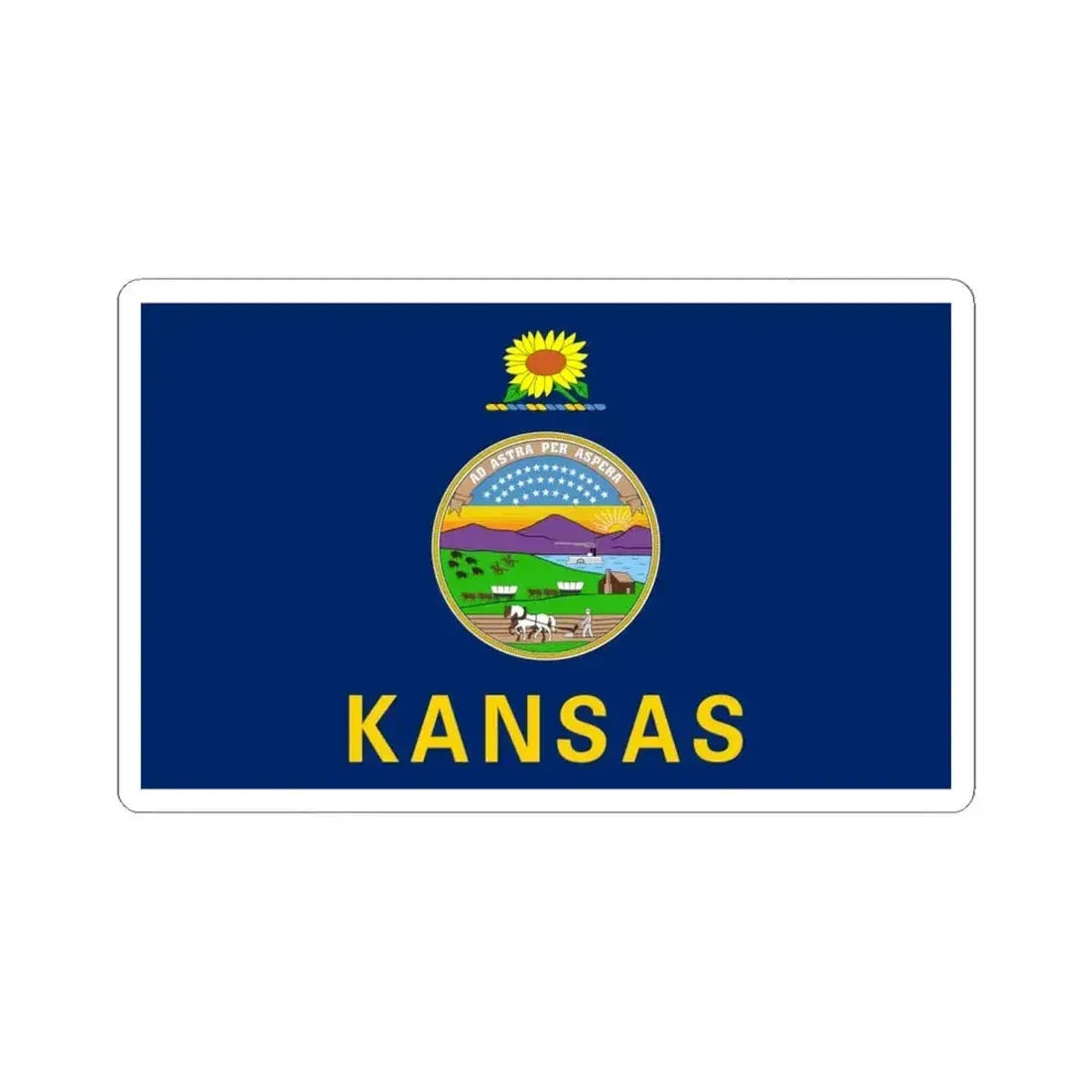 Flag of Kansas (United States) STICKER Vinyl Kiss-Cut Decal 6 Inch White - The Sticker Space