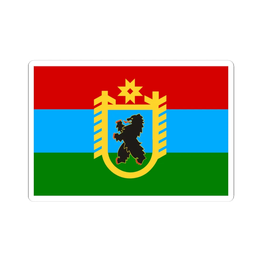 Flag of Karelia with coat of arms (Russia) STICKER Vinyl Kiss-Cut Decal 4 Inch White - The Sticker Space