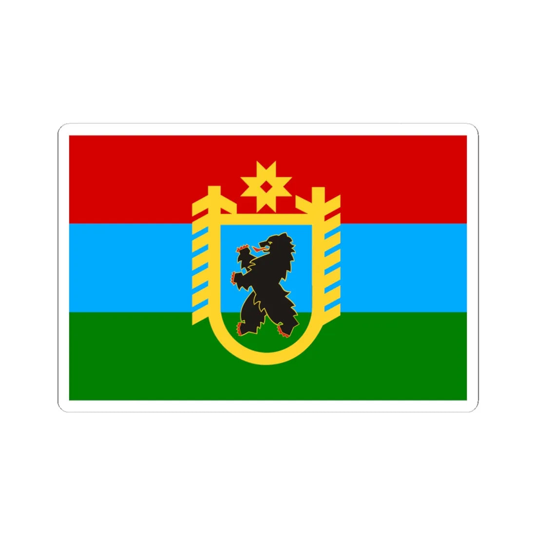 Flag of Karelia with coat of arms (Russia) STICKER Vinyl Kiss-Cut Decal 6 Inch White - The Sticker Space