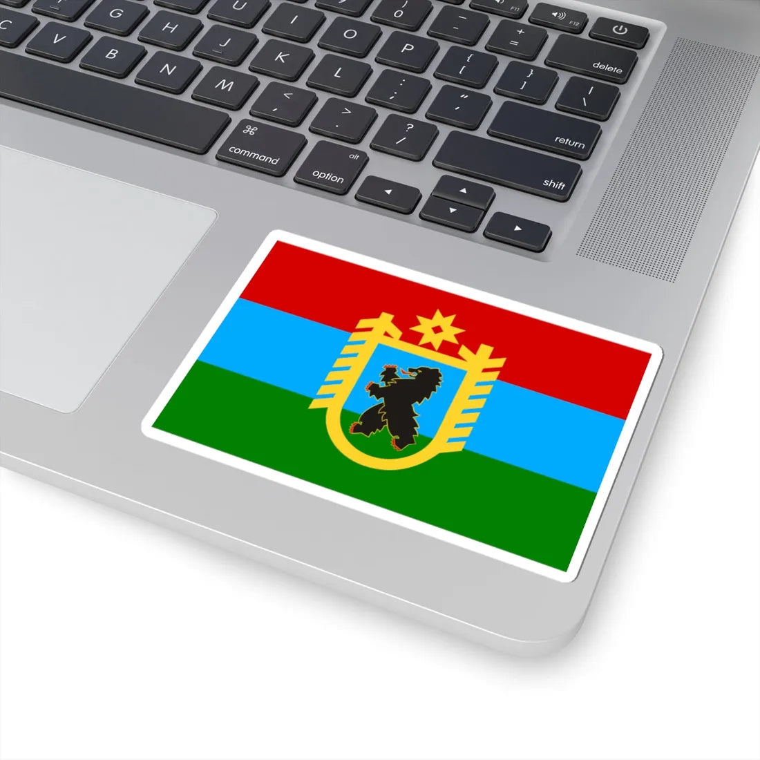 Flag of Karelia with coat of arms (Russia) STICKER Vinyl Kiss-Cut Decal - The Sticker Space