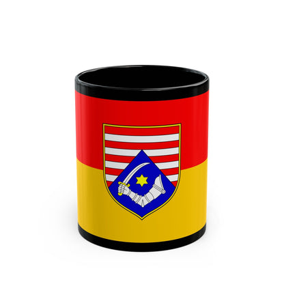 Flag of Karlovac County Croatia - Black Coffee Mug-11oz-The Sticker Space