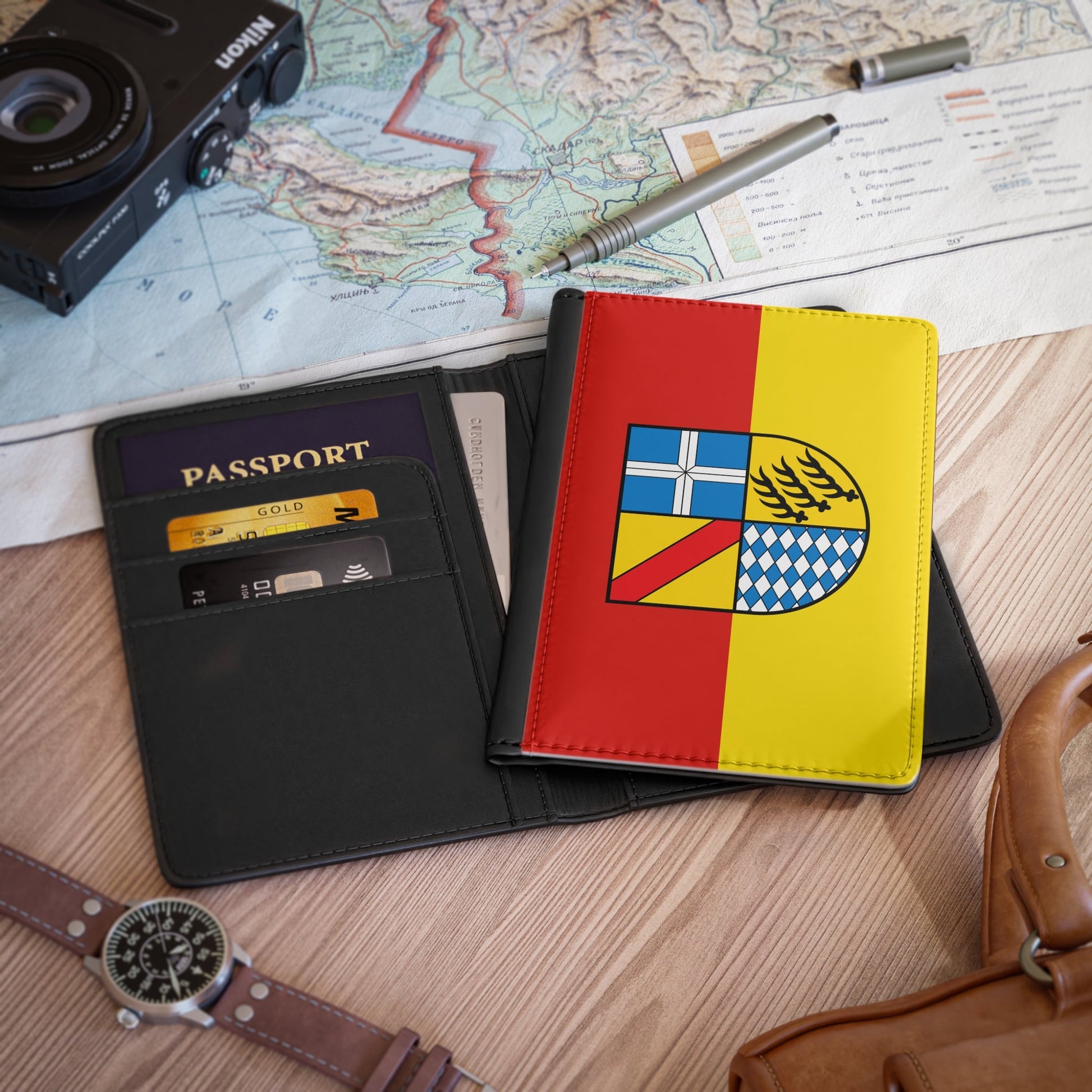 Flag of Karlsruhe Germany - Passport Holder-3.9" x 5.8"-The Sticker Space