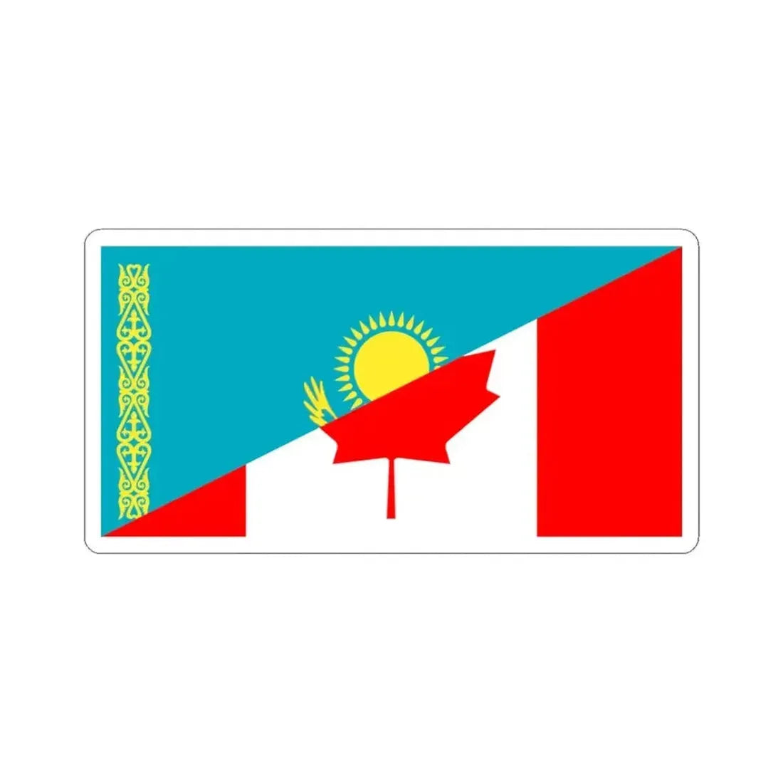 Flag of Kazakhstan and Canada (Canada) STICKER Vinyl Kiss-Cut Decal 3 Inch White - The Sticker Space