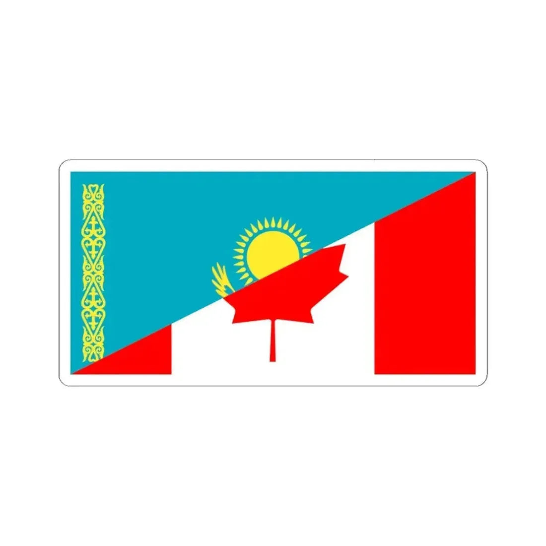 Flag of Kazakhstan and Canada (Canada) STICKER Vinyl Kiss-Cut Decal 4 Inch White - The Sticker Space