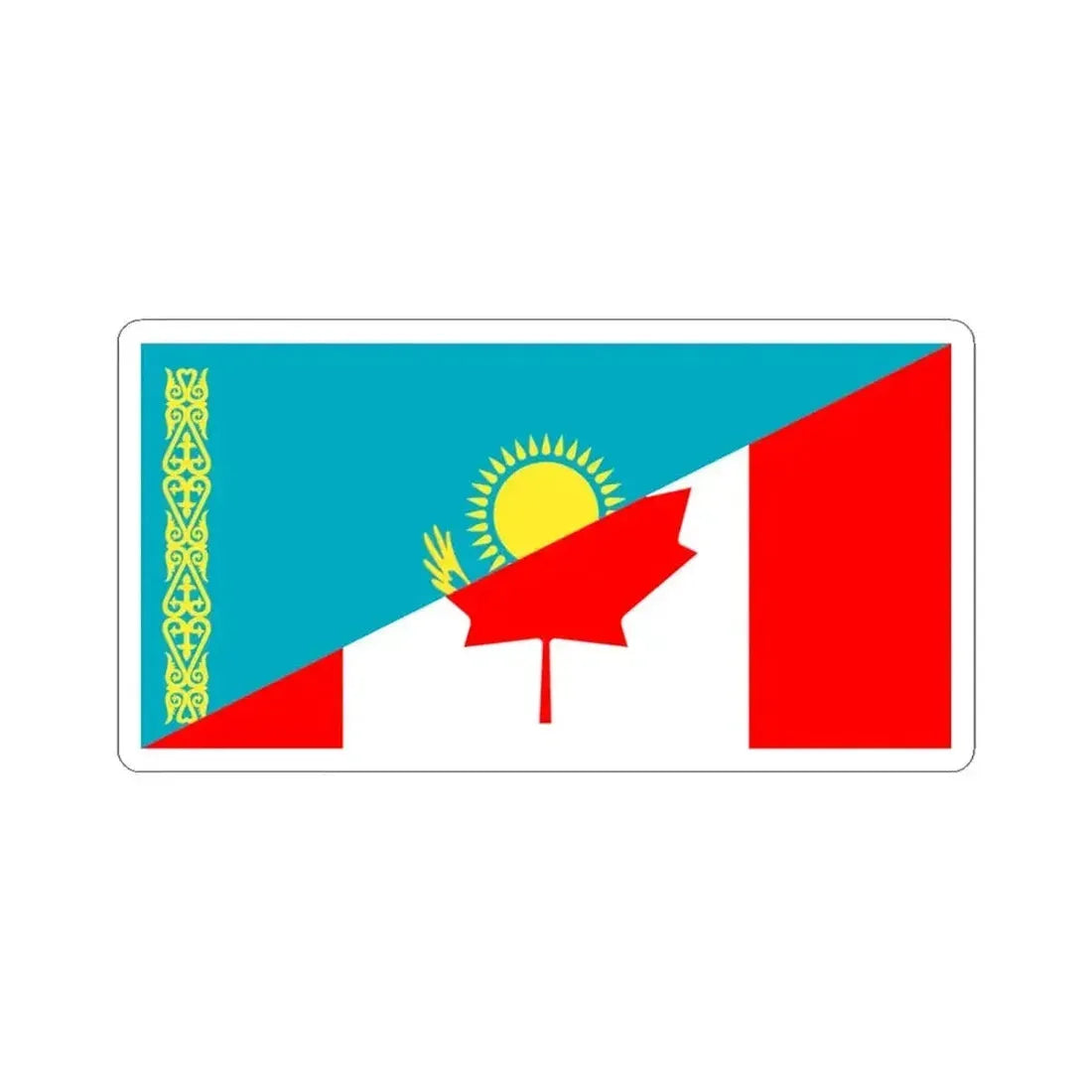 Flag of Kazakhstan and Canada (Canada) STICKER Vinyl Kiss-Cut Decal 6 Inch White - The Sticker Space