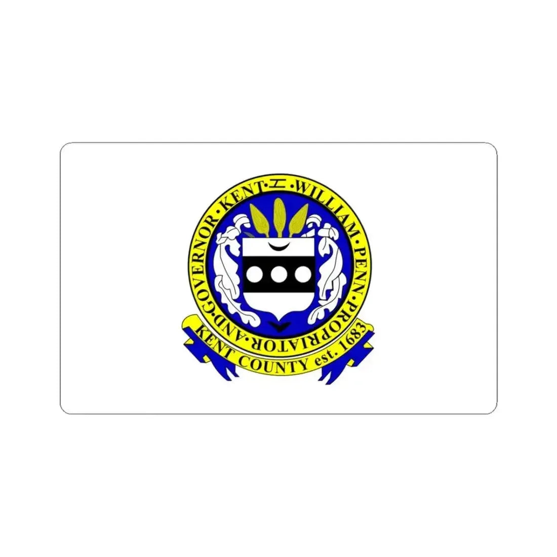 Flag of Kent County Delaware (United States) STICKER Vinyl Kiss-Cut Decal 3 Inch White - The Sticker Space