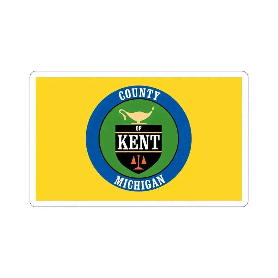 Flag of Kent County Michigan STICKER Vinyl Die-Cut Decal 4 Inch - The Sticker Space