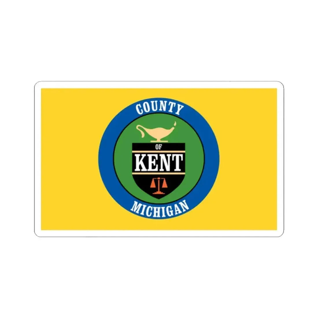 Flag of Kent County Michigan (United States) STICKER Vinyl Kiss-Cut Decal 2 Inch White - The Sticker Space