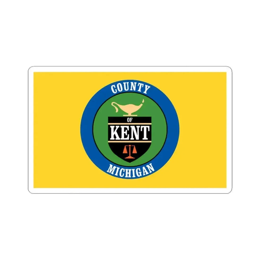 Flag of Kent County Michigan (United States) STICKER Vinyl Kiss-Cut Decal 3 Inch White - The Sticker Space
