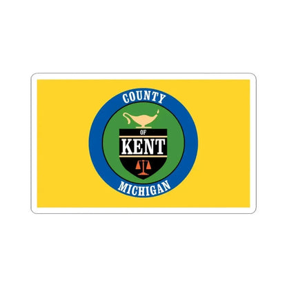 Flag of Kent County Michigan (United States) STICKER Vinyl Kiss-Cut Decal 3 Inch White - The Sticker Space