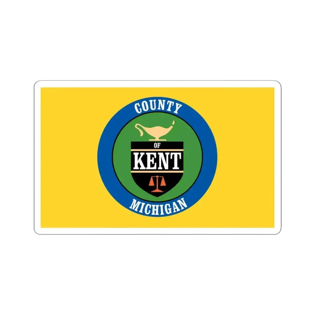 Flag of Kent County Michigan (United States) STICKER Vinyl Kiss-Cut Decal 4 Inch White - The Sticker Space