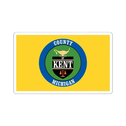Flag of Kent County Michigan (United States) STICKER Vinyl Kiss-Cut Decal 4 Inch White - The Sticker Space