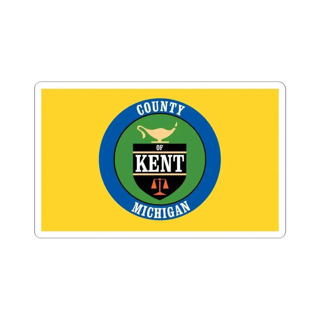 Flag of Kent County Michigan (United States) STICKER Vinyl Kiss-Cut Decal 6 Inch White - The Sticker Space
