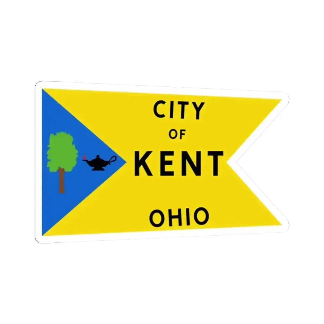 Flag of Kent Ohio 1975-2023 (United States) STICKER Vinyl Kiss-Cut Decal 2 Inch White - The Sticker Space