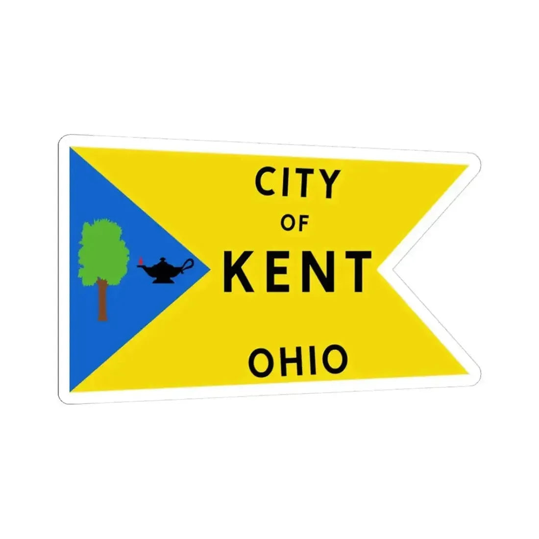 Flag of Kent Ohio 1975-2023 (United States) STICKER Vinyl Kiss-Cut Decal 3 Inch White - The Sticker Space