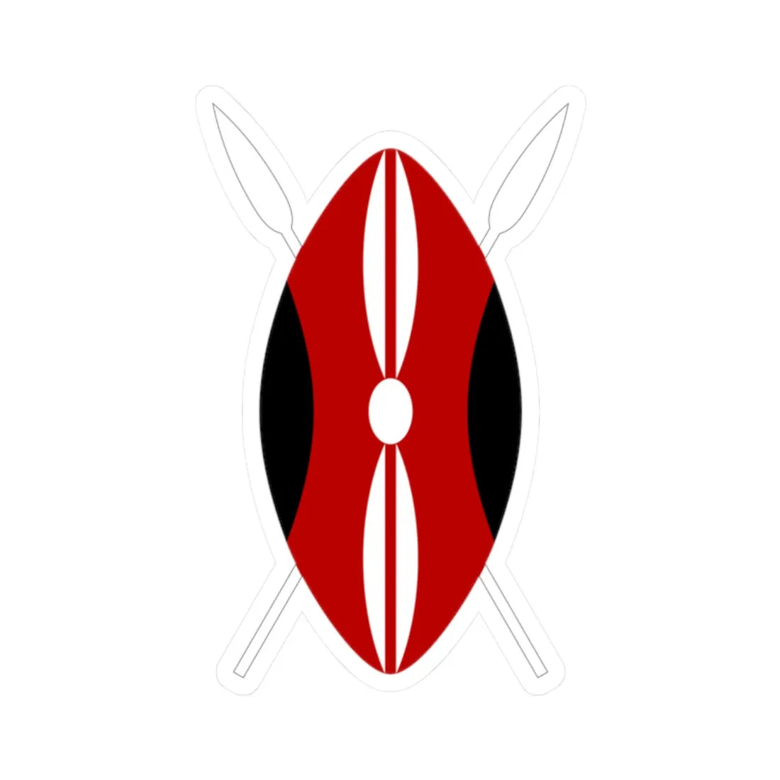 Flag of Kenya shield (Kenya) (Coat of Arms) STICKER Vinyl Kiss-Cut Decal 2 Inch White - The Sticker Space