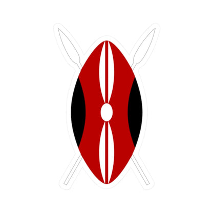 Flag of Kenya shield (Kenya) (Coat of Arms) STICKER Vinyl Kiss-Cut Decal 2 Inch White - The Sticker Space