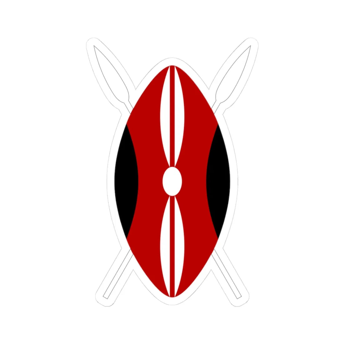 Flag of Kenya shield (Kenya) (Coat of Arms) STICKER Vinyl Kiss-Cut Decal 3 Inch White - The Sticker Space