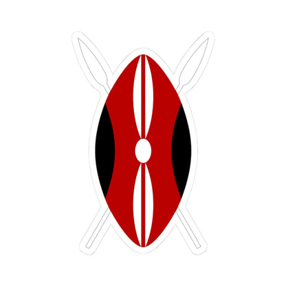 Flag of Kenya shield (Kenya) (Coat of Arms) STICKER Vinyl Kiss-Cut Decal 3 Inch White - The Sticker Space