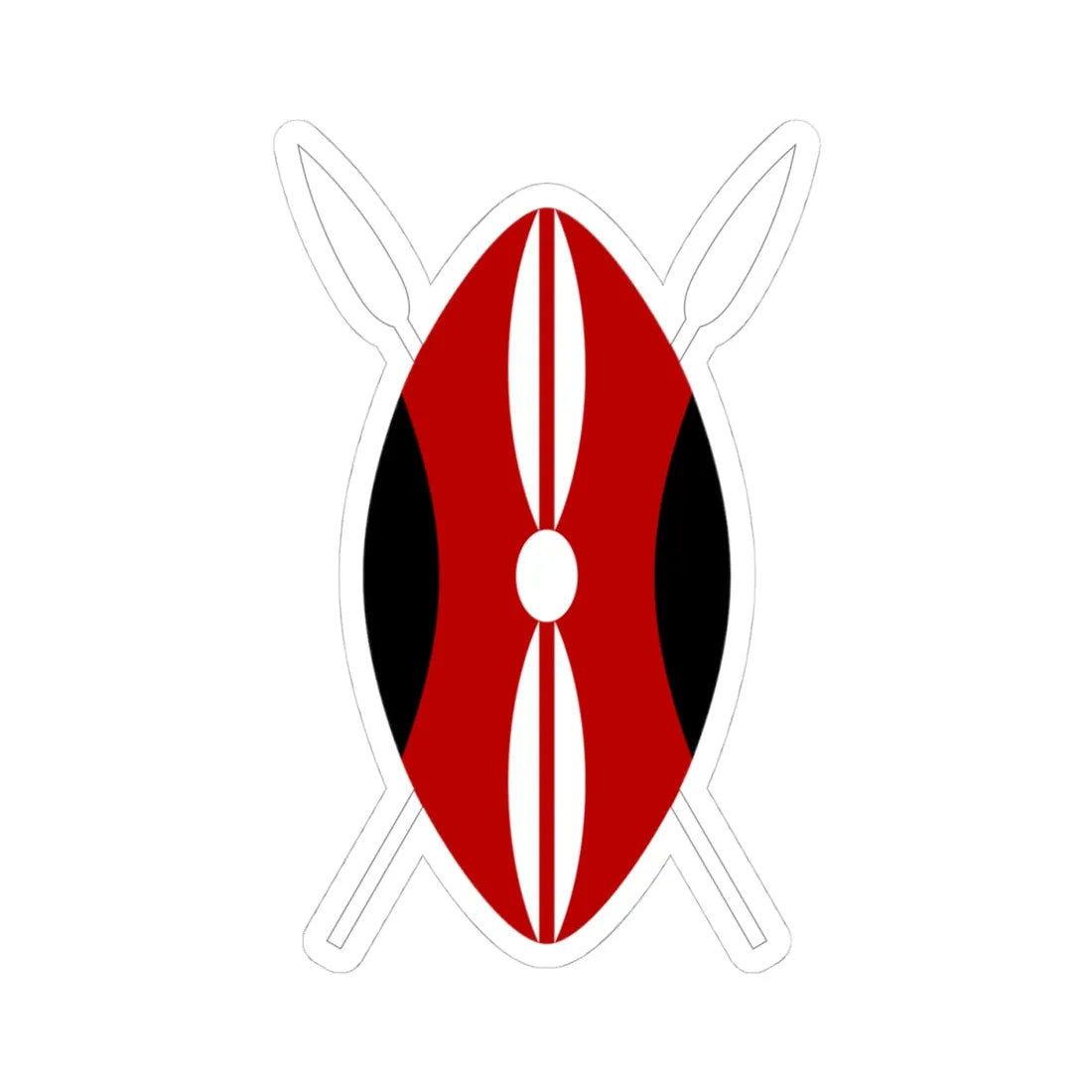 Flag of Kenya shield (Kenya) (Coat of Arms) STICKER Vinyl Kiss-Cut Decal 4 Inch White - The Sticker Space