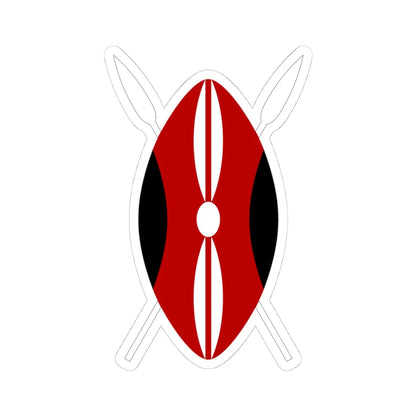 Flag of Kenya shield (Kenya) (Coat of Arms) STICKER Vinyl Kiss-Cut Decal 4 Inch White - The Sticker Space