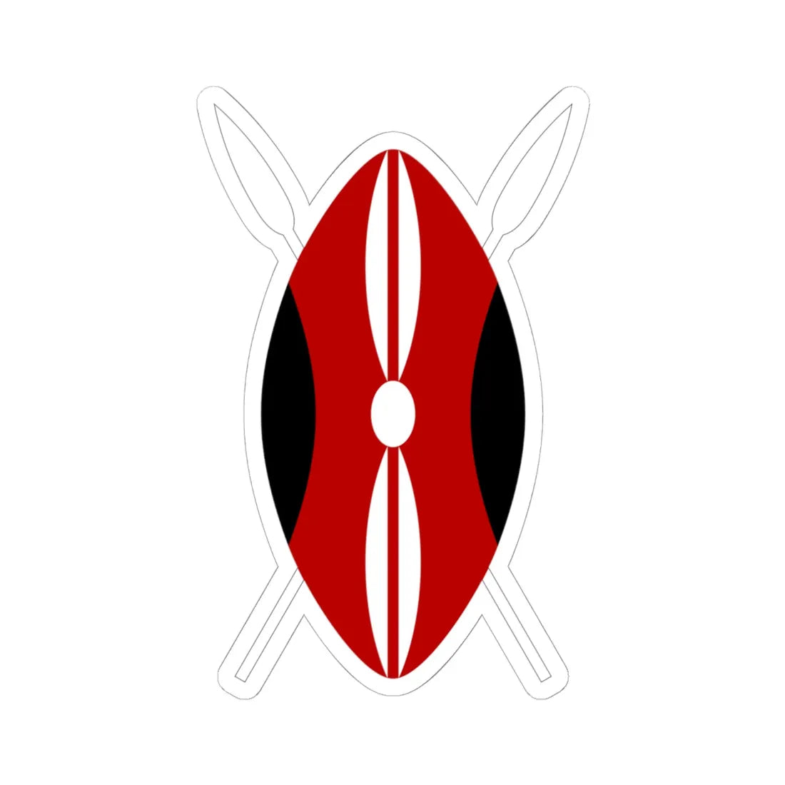 Flag of Kenya shield (Kenya) (Coat of Arms) STICKER Vinyl Kiss-Cut Decal 6 Inch White - The Sticker Space