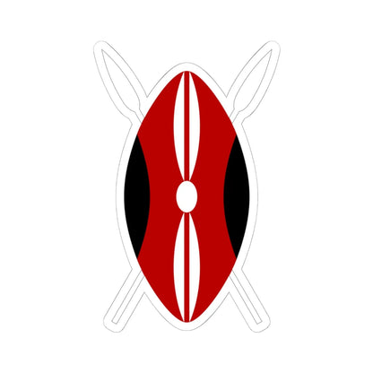 Flag of Kenya shield (Kenya) (Coat of Arms) STICKER Vinyl Kiss-Cut Decal 6 Inch White - The Sticker Space