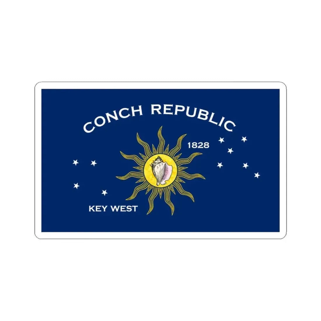 Flag of Key West Florida (United States) STICKER Vinyl Kiss-Cut Decal 3 Inch White - The Sticker Space