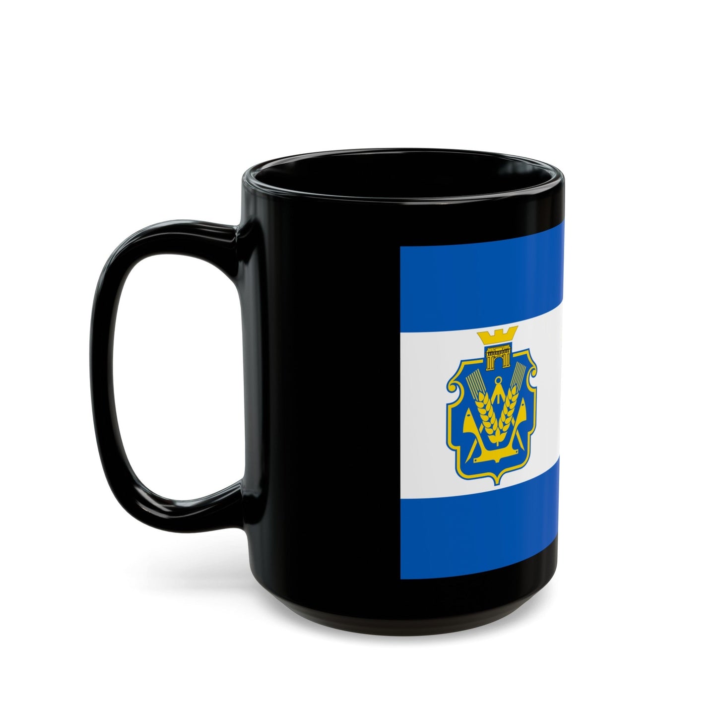 Flag of Kherson Oblast Ukraine - Black Coffee Mug-The Sticker Space