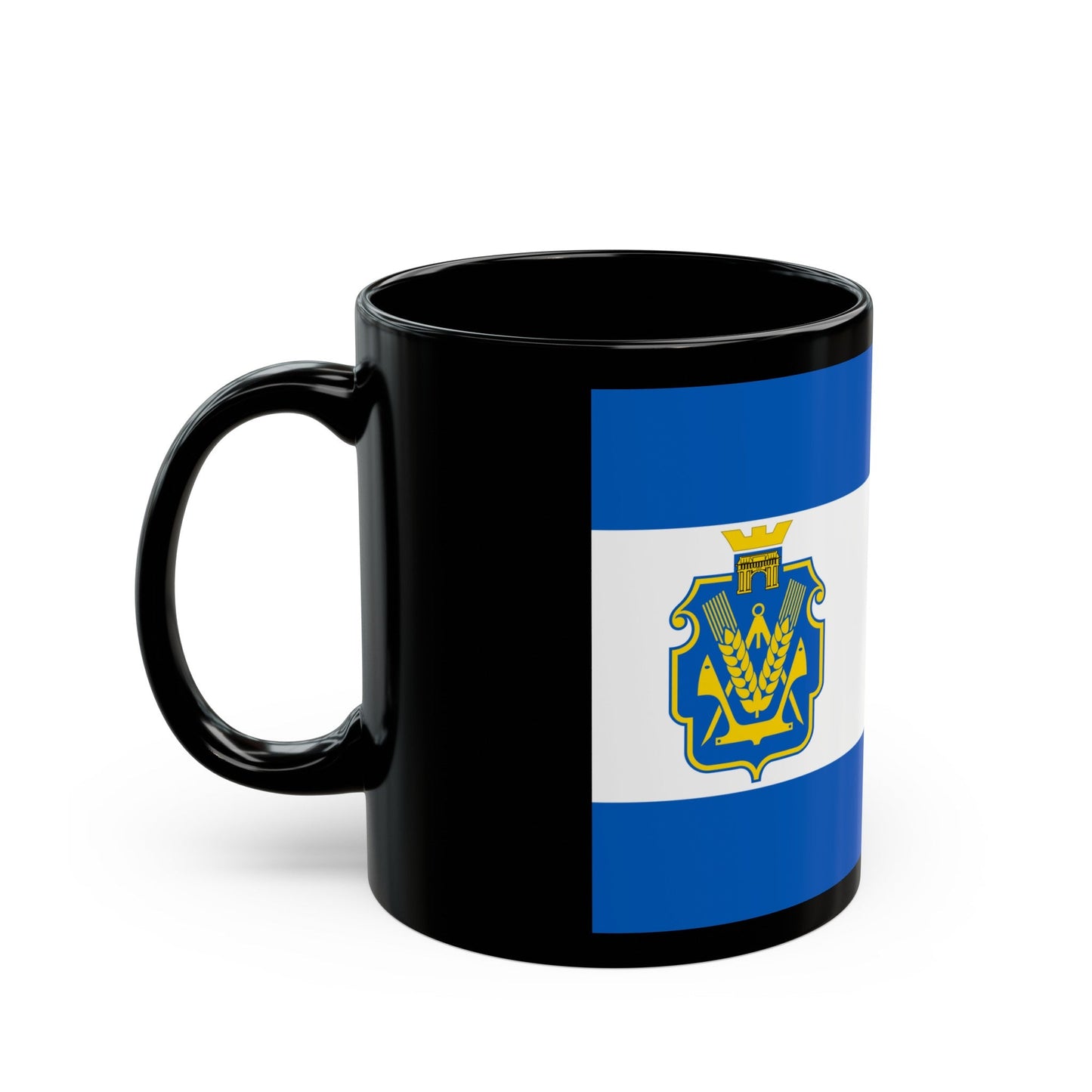 Flag of Kherson Oblast Ukraine - Black Coffee Mug-The Sticker Space