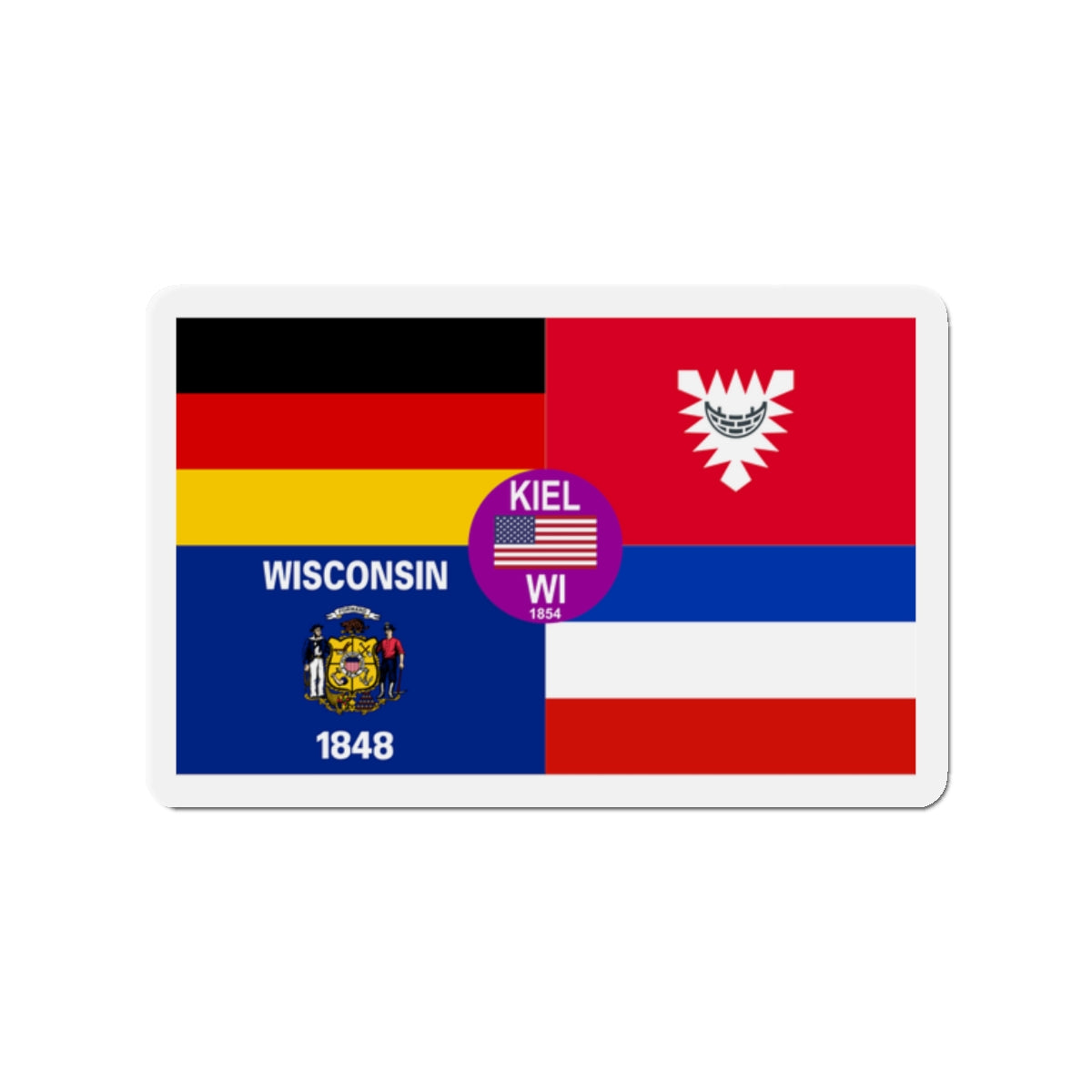 Flag of Kiel Wisconsin - Die-Cut Magnet-2" x 2"-The Sticker Space