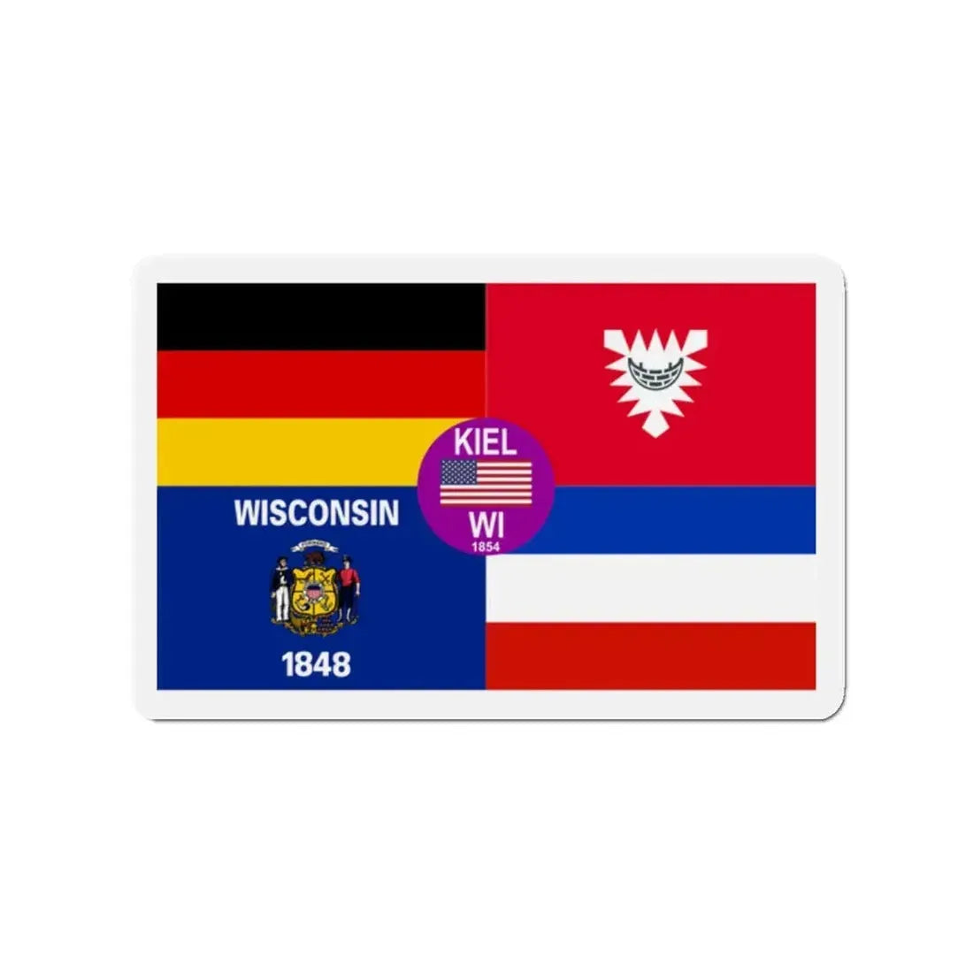 Flag of Kiel Wisconsin - Refrigerator Magnet 2 Inch - The Sticker Space