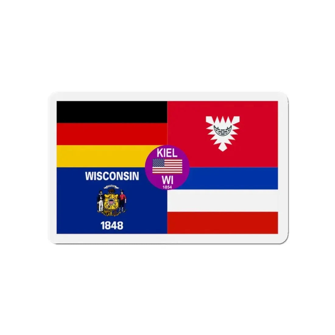 Flag of Kiel Wisconsin - Refrigerator Magnet 3 Inch - The Sticker Space