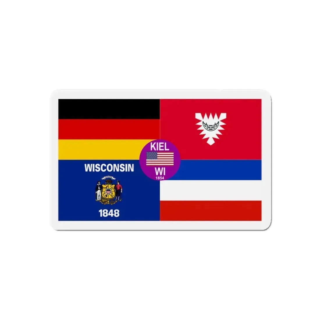 Flag of Kiel Wisconsin - Refrigerator Magnet 5 Inch - The Sticker Space