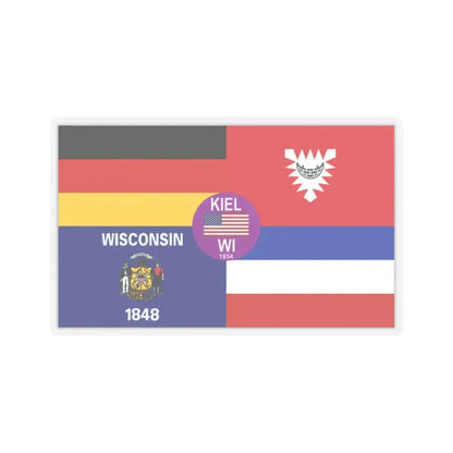 Flag of Kiel, Wisconsin - STICKER Vinyl Kiss-Cut Decal 2 Inch Transparent - The Sticker Space
