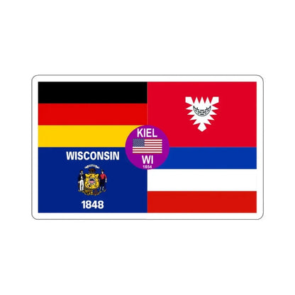 Flag of Kiel, Wisconsin - STICKER Vinyl Kiss-Cut Decal 3 Inch White - The Sticker Space