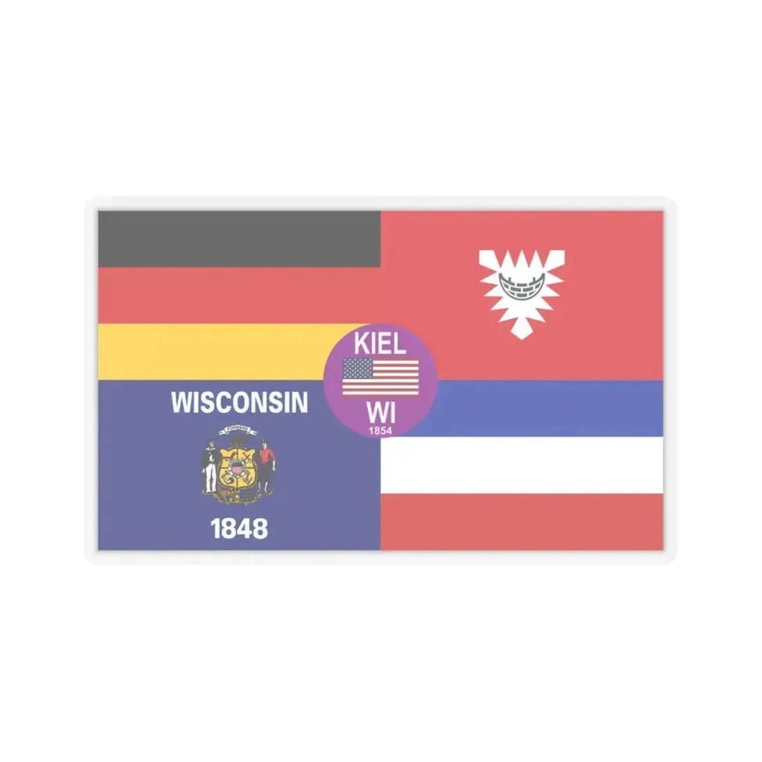 Flag of Kiel, Wisconsin - STICKER Vinyl Kiss-Cut Decal 4 Inch Transparent - The Sticker Space