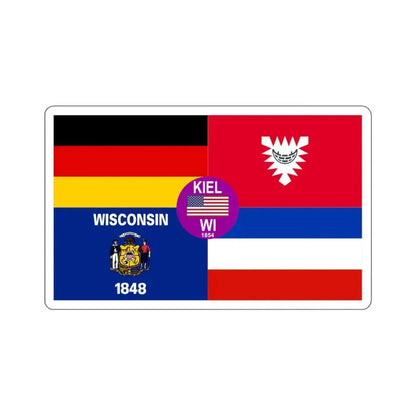 Flag of Kiel, Wisconsin - STICKER Vinyl Kiss-Cut Decal 4 Inch White - The Sticker Space