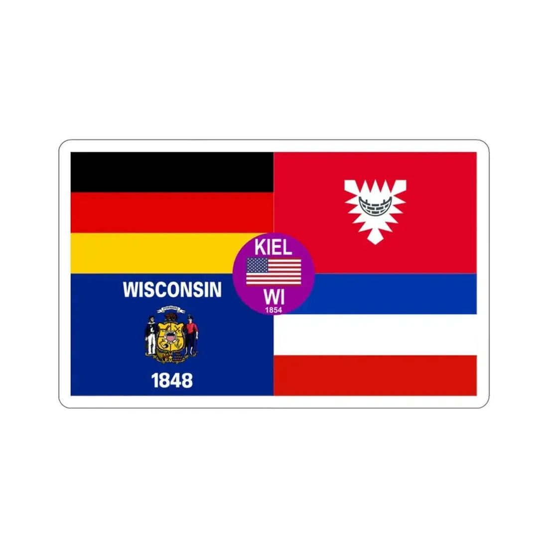 Flag of Kiel Wisconsin USA STICKER Vinyl Die-Cut Decal - The Sticker Space