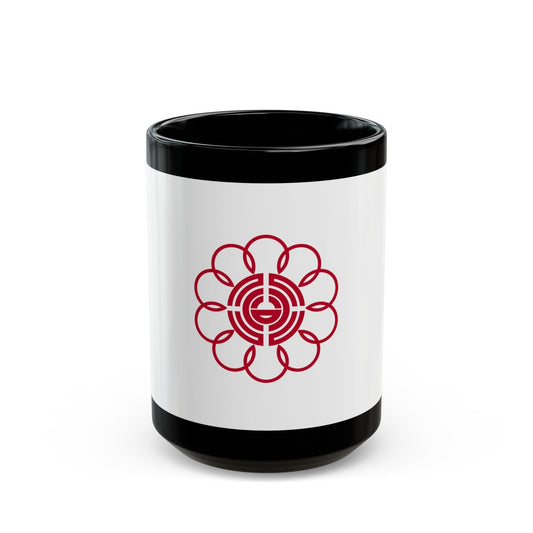 Flag of Koshigaya Saitama Japan - Black Coffee Mug-15oz-The Sticker Space