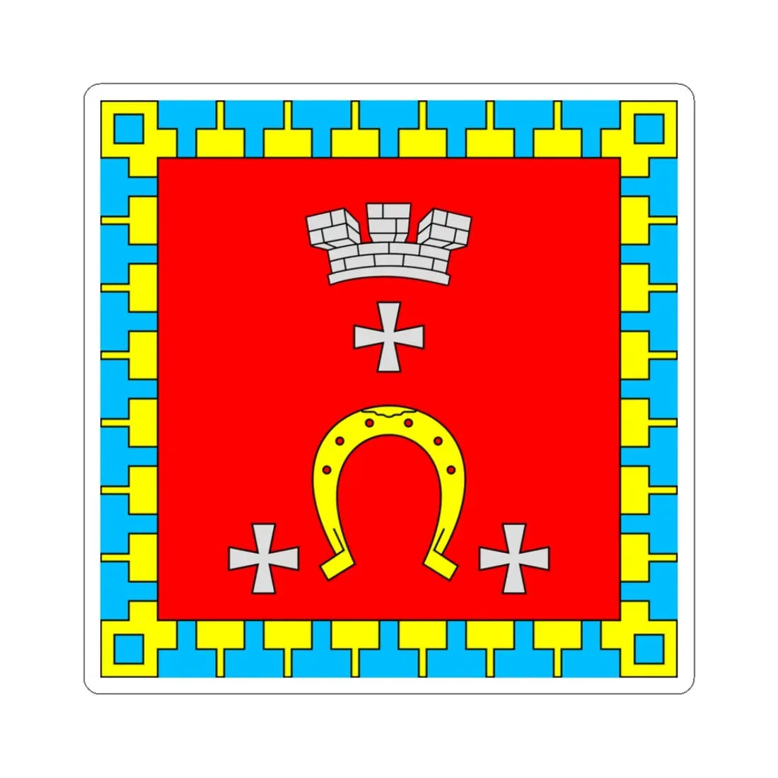 Flag of Kovel (Ukraine) STICKER Vinyl Kiss-Cut Decal 3 Inch White - The Sticker Space