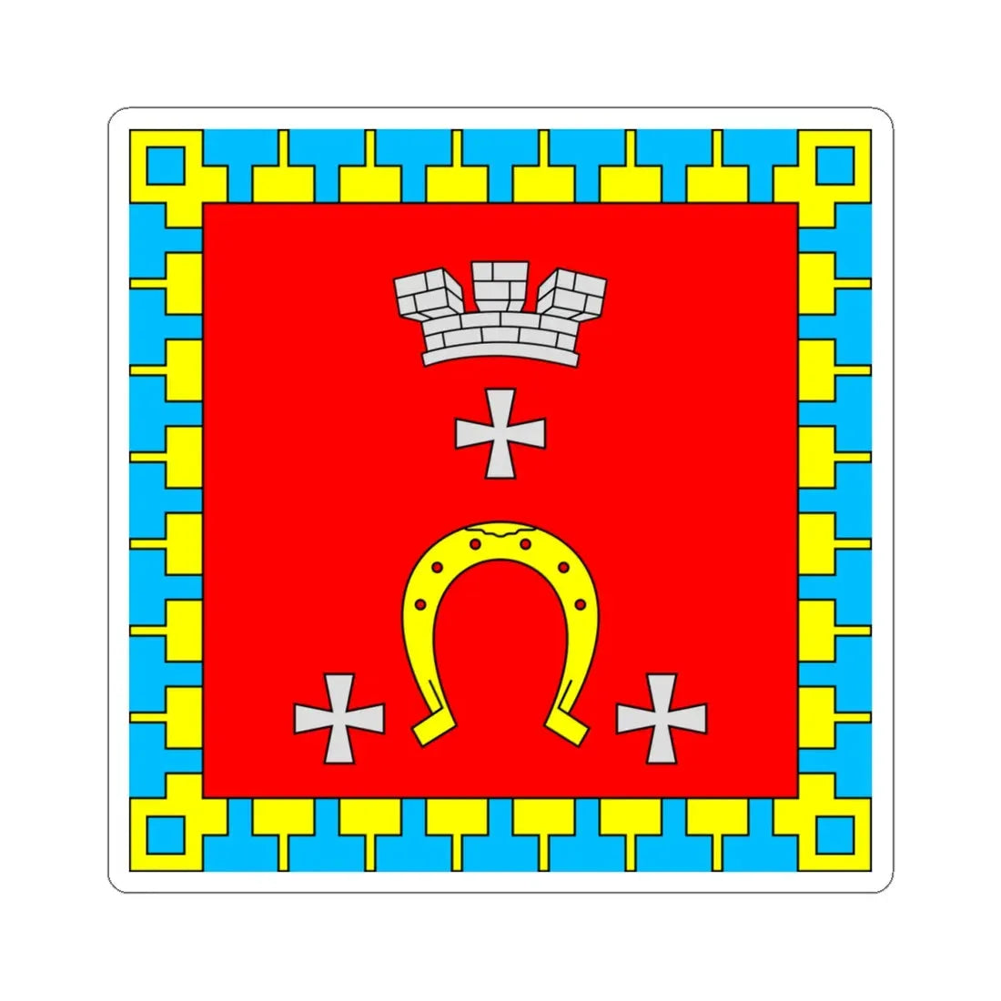 Flag of Kovel (Ukraine) STICKER Vinyl Kiss-Cut Decal 4 Inch White - The Sticker Space