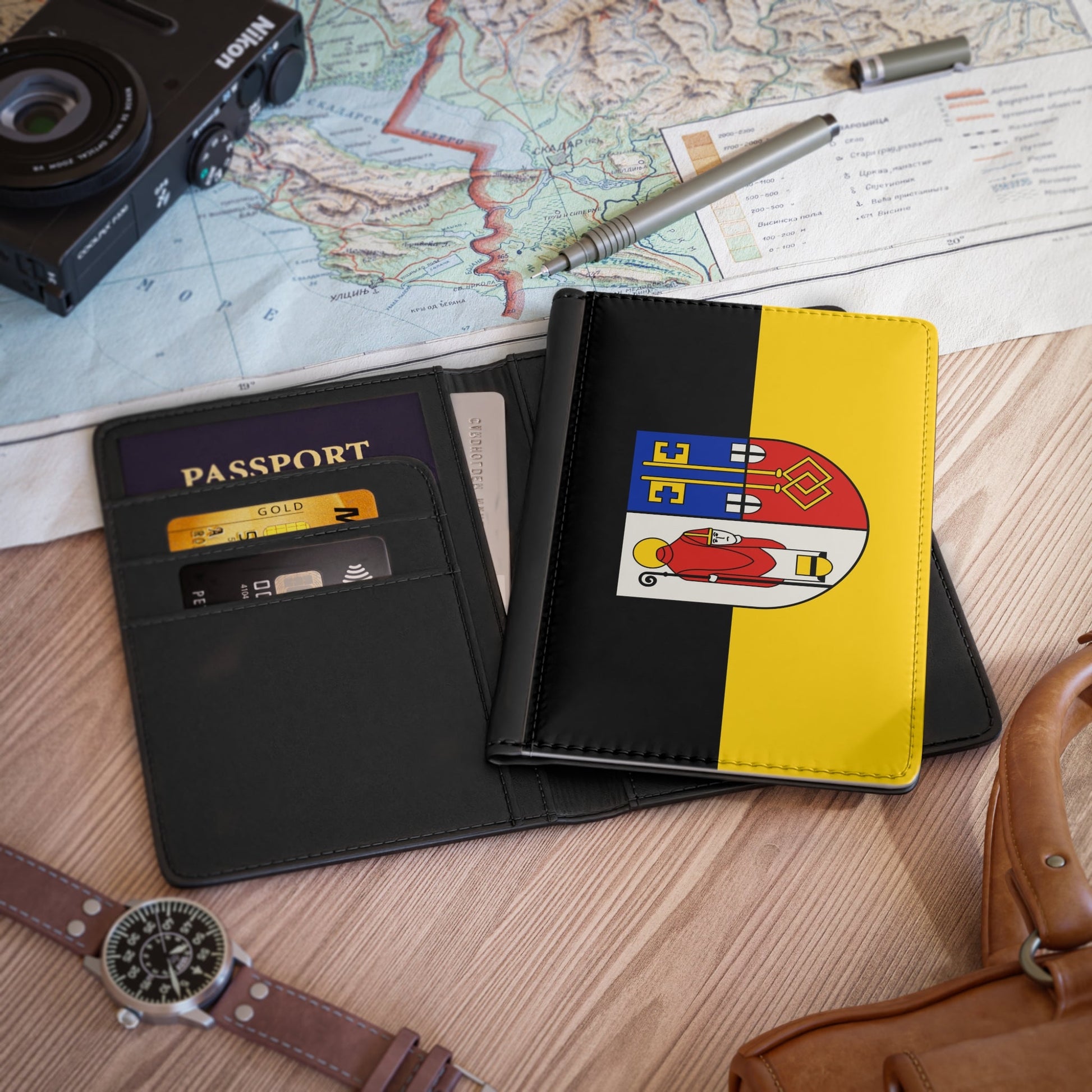 Flag of Krefeld Germany - Passport Holder-3.9" x 5.8"-The Sticker Space