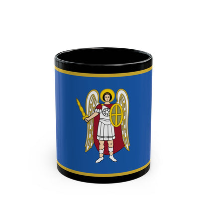 Flag of Kyiv Ukraine - Black Coffee Mug-11oz-The Sticker Space