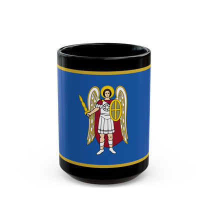 Flag of Kyiv Ukraine - Black Coffee Mug-15oz-The Sticker Space