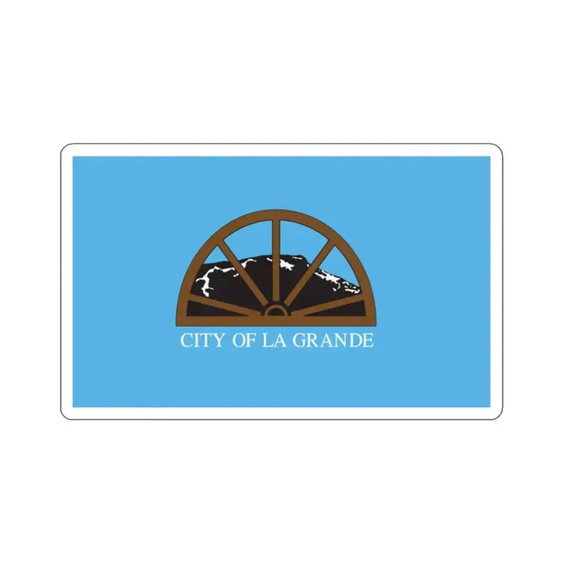 Flag of La Grande, Oregon - STICKER Vinyl Kiss-Cut Decal 2 Inch White - The Sticker Space