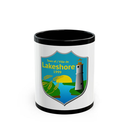 Flag of Lakeshore Ontario Canada - Black Coffee Mug-11oz-The Sticker Space