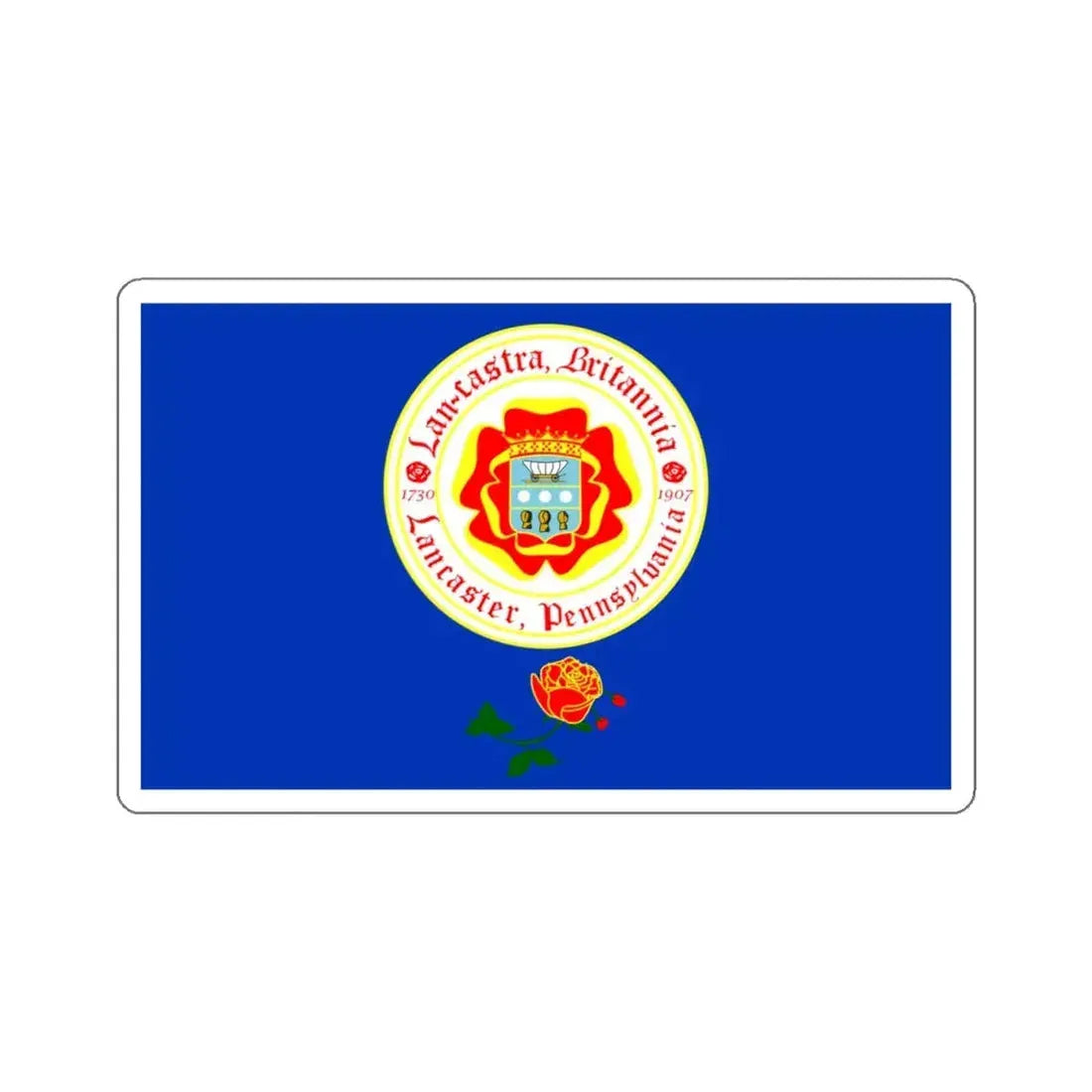 Flag of Lancaster, Pennsylvania - STICKER Vinyl Kiss-Cut Decal 4 Inch White - The Sticker Space